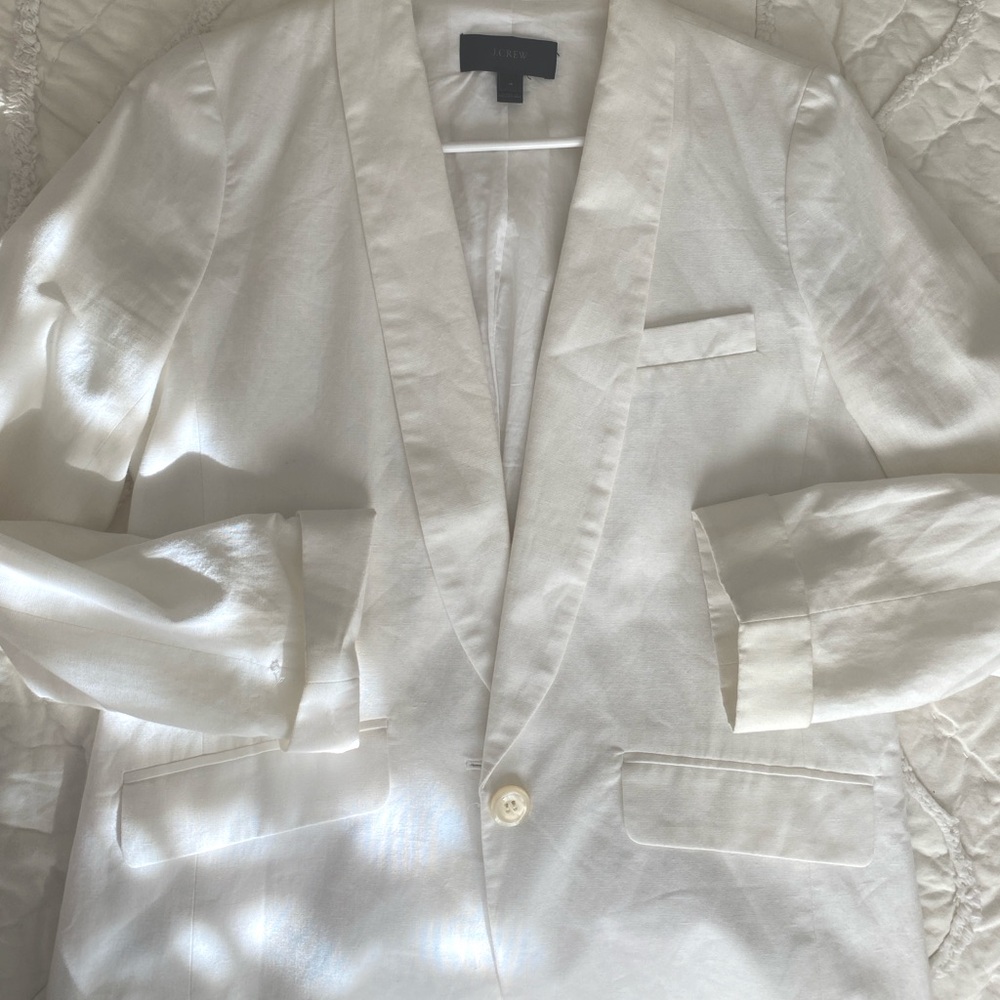 JCrew White Linen Blazer